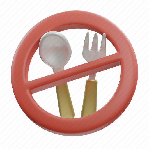 No, eating, fasting, islam, ramadan, muslim, forbidden 3D illustration - Download on Iconfinder