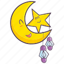 moon, star, lantern, ramadan, night