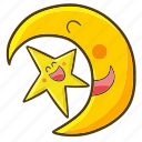 crescent, moon, star, funny, smiling