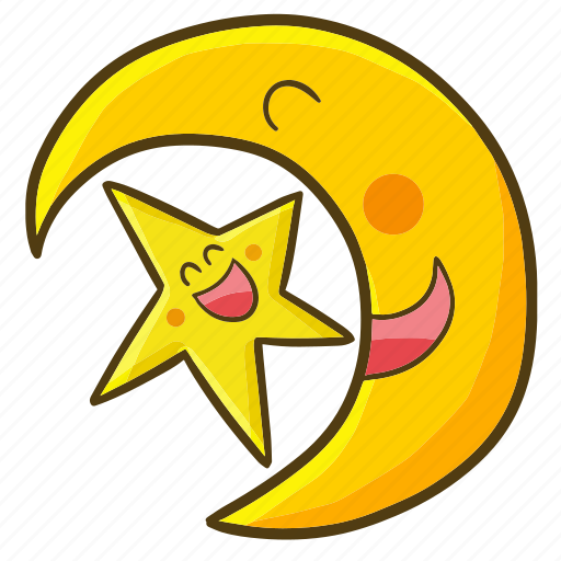 Crescent, moon, star, funny, smiling icon - Download on Iconfinder