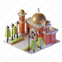 mosque, building, architecture, isometric 