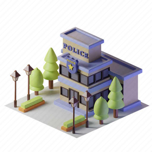 Isometric, building, police, architecture 3D illustration - Download on Iconfinder