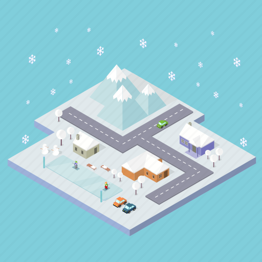Christmas, city, cold, holiday, isometric, town, winter icon - Download on Iconfinder