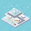 christmas, city, cold, holiday, isometric, town, winter 