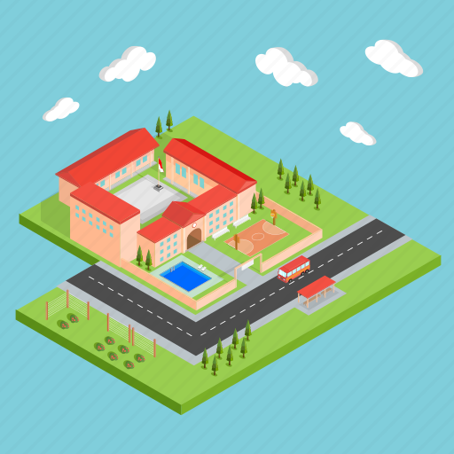 Basketball, building, education, isometric, pool, school, study icon - Download on Iconfinder
