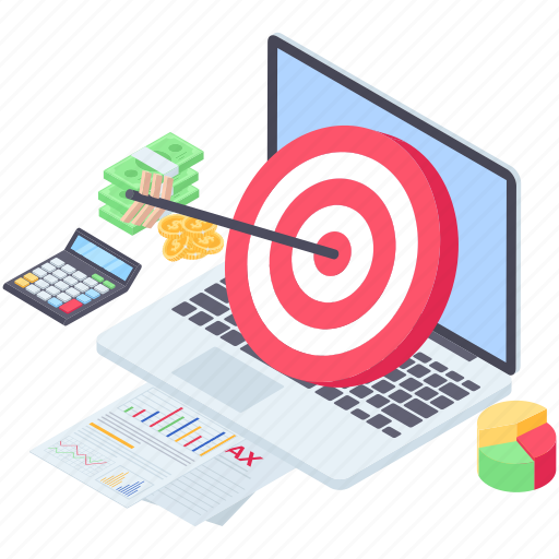 Budget report, business aim, business goal, business strategy, financial target illustration - Download on Iconfinder
