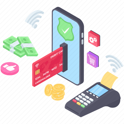 Cash register, cash till, digital payment, pos, secure payment, wireless payment illustration - Download on Iconfinder