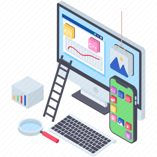 App development, software development, web coding, web design, web development, web statistics illustration - Download on Iconfinder