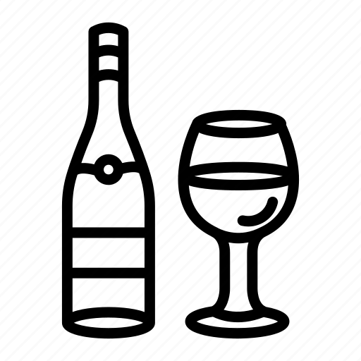 Wine, france, prosecco, bottle, and, glass, raw icon - Download on Iconfinder