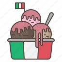 gelato, icecream, italian, dessert, flag, italy