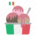 gelato, icecream, italian, dessert, flag, italy