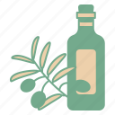 olive, oil, bottle, leaves, italian, food