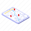 tablet, itinerary, isometric