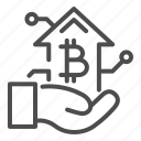 bitcoin, business, crypto, currency, house, hand, technology