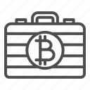 bitcoin, portfolio, briefcase, coin, bag, metal, handle