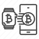 bit, bitcoin, watch, coin, smartphone, transfer