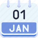 calendar, january, one, 1, date, monthly, time, month, schedule