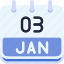calendar, january, three, 3, date, monthly, time, month, schedule