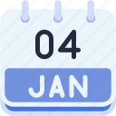 calendar, january, four, date, monthly, time, and, month, schedule