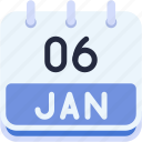 calendar, january, six, date, monthly, time, and, month, schedule