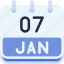 calendar, january, seven, date, monthly, time, and, month, schedule 