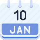 calendar, january, ten, date, monthly, time, and, month, schedule
