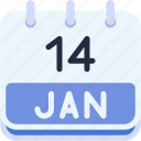 calendar, january, fourteen, date, monthly, time, and, month, schedule