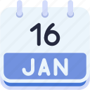 calendar, january, sixteen, date, monthly, time, and, month, schedule
