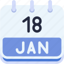 calendar, january, eighteen, date, monthly, time, and, month, schedule