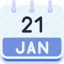 calendar, january, twenty, one, date, monthly, time, and, month, schedule