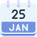 calendar, january, twenty, five, date, monthly, time, month, schedule