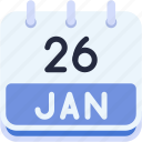 calendar, january, twenty, six, date, monthly, time, month, schedule