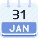 calendar, january, thirty, one, date, monthly, time, and, month, schedule