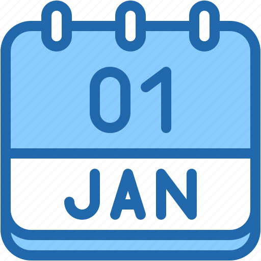 Calendar, january, one, 1, date, monthly, time icon - Download on Iconfinder