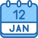 calendar, january, twelve, date, monthly, time, and, month, schedule