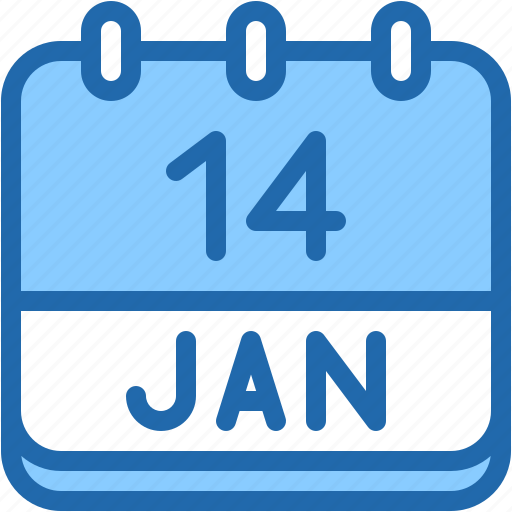 Calendar, january, fourteen, date, monthly, time, and icon - Download on Iconfinder