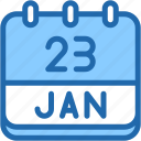 calendar, january, twenty, three, date, monthly, time, and, month, schedule