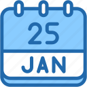 calendar, january, twenty, five, date, monthly, time, month, schedule
