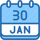 calendar, january, thirty, date, monthly, time, and, month, schedule