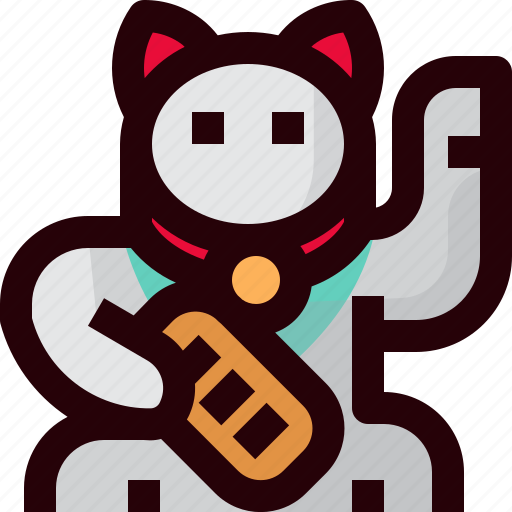 Cartoon, cat, cute, japan, maneki, neko, spiritual icon - Download on Iconfinder