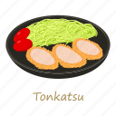 cartoon, food, menu, pig, plate, sushi, tonkatsu
