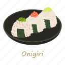 cartoon, fish, food, menu, onigiri, plate, sushi