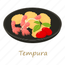 cartoon, fish, food, menu, plate, sushi, tempura