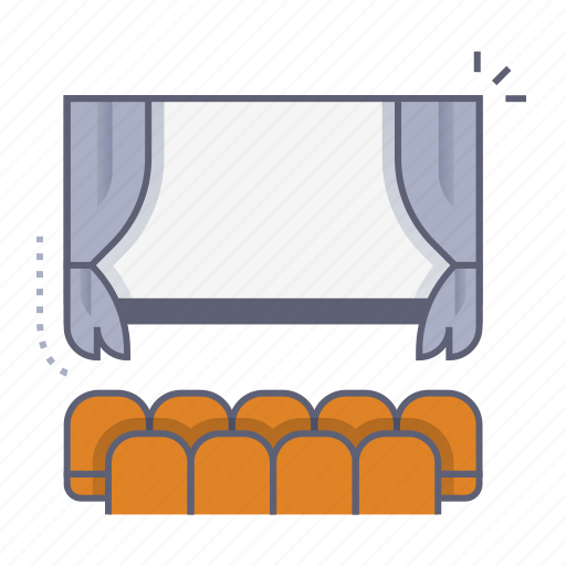 Movie theater, cinema theater, theater, seat, curtain, movie cinema, movie time icon - Download on Iconfinder