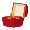 box, cartoon, gold, red, ring, vector