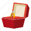 box, cartoon, gold, red, ring, vector 