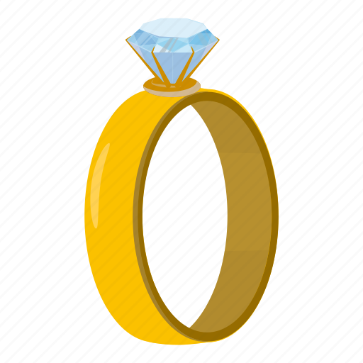 Diamond, gold, ring, cartoon, illustration, vector icon - Download on Iconfinder