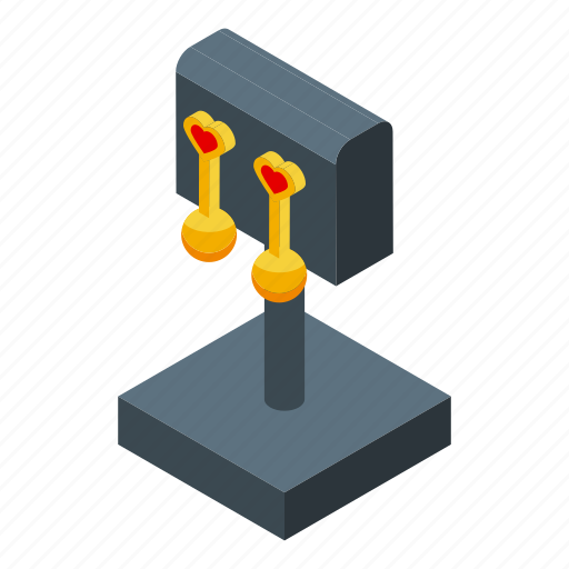 Gold, earrings, jewelry, dummy, isometric icon - Download on Iconfinder