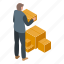 jobless, man, take, parcels, isometric 
