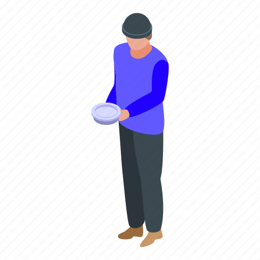 Jobless, man, need, food, isometric icon - Download on Iconfinder